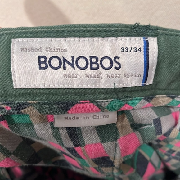 Bonobos Green Washed Chinos - Size 33/34 - Slim Straight Fit - Picture 3 of 7